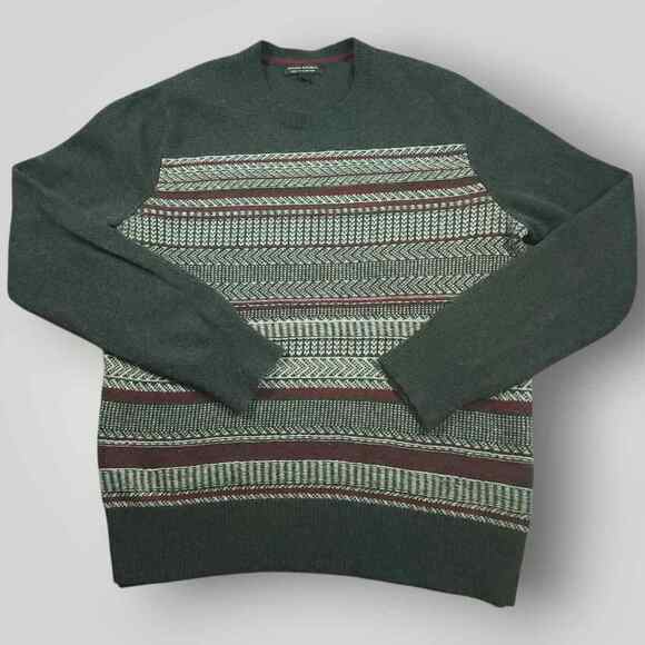 Banana Republic Sweater Mens L Nordic Merino Wool Blend Crew Neck Pullover Gray - Picture 1 of 9